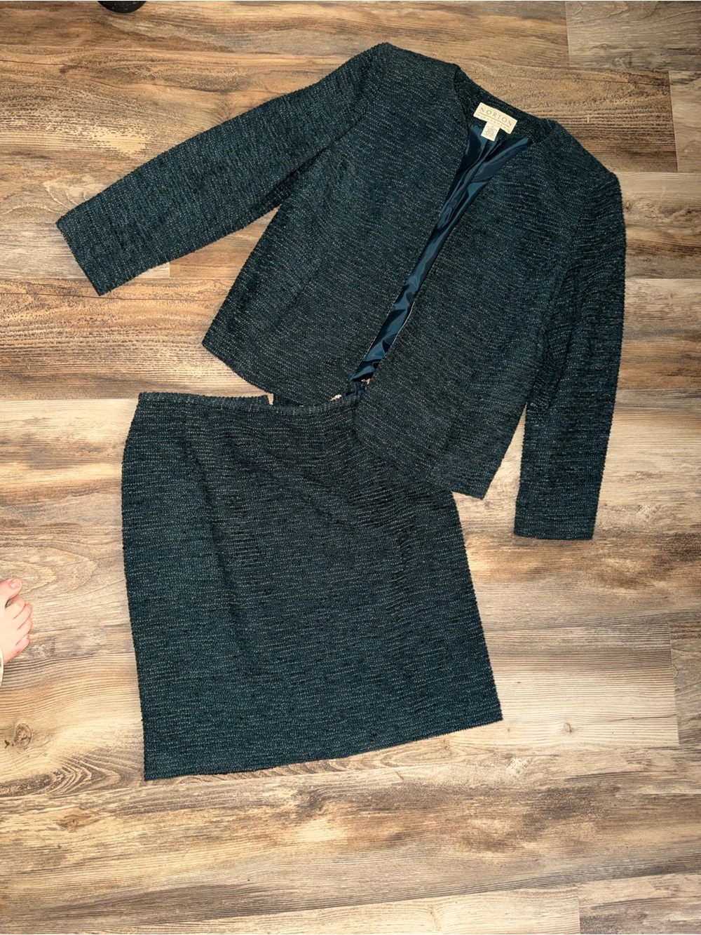 Norton McNaughton Charcoal Tweed Pencil Skirt